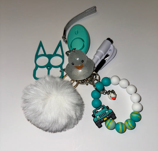 Safe T Keychain Turquoise Tie-Dye Off-Road No Pepper Spray
