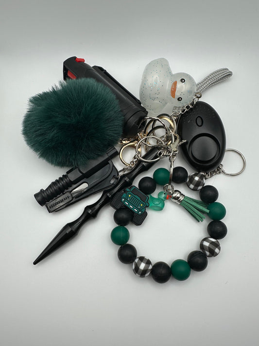 Safe T Keychain- Duck, Duck Deluxe Green with Pepper Spray